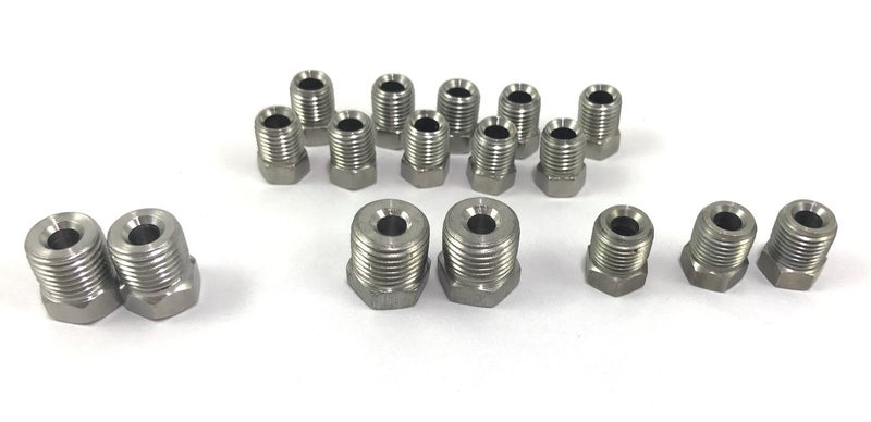 The Stop Shop Stainless Brake Line Fitting Kit for 316 tube Inverted Flare 19 Fittings Included