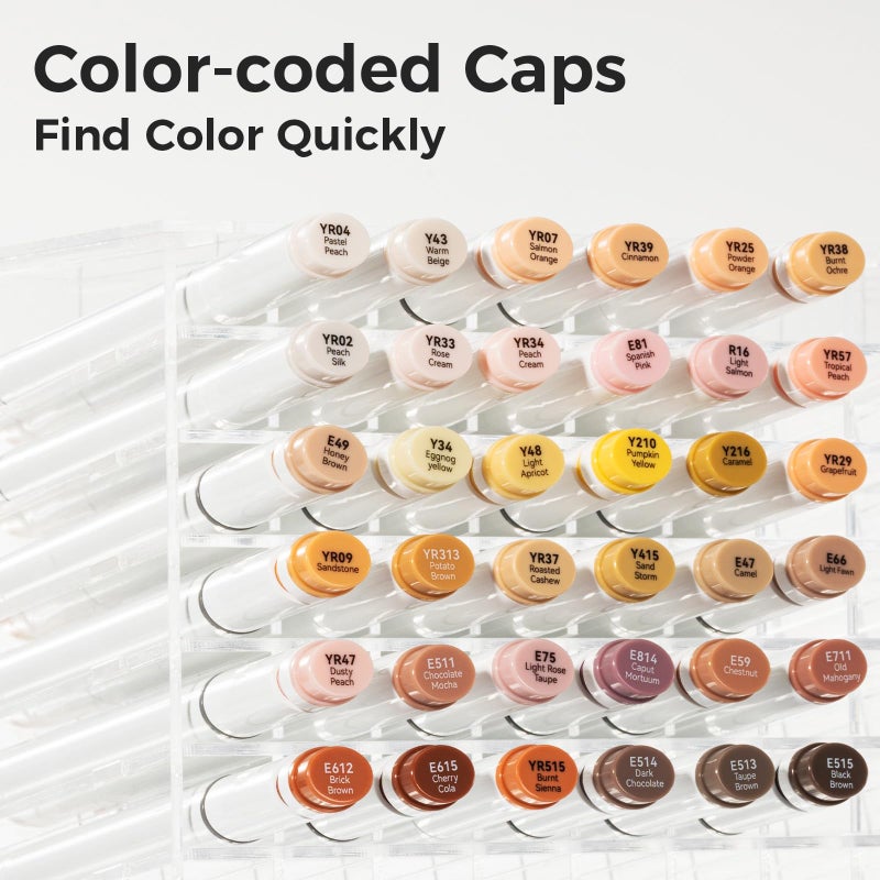 Ohuhu Alcohol Markers Skin Tones Double Tipped Skin Color Art Marker Set for Artists Adults Coloring - 36 Skin-Tone Colors for Portrait Illustration- Chisel & Fine - Oahu of Ohuhu Markers - Refillable - Image 4