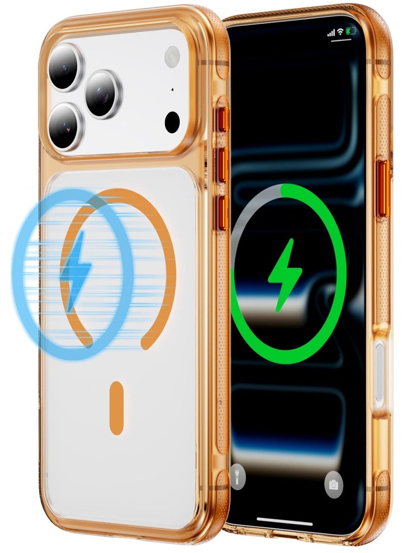 Malaksky For iPhone 17 Pro Case, Heavy Duty Shockproof Protection Phone Cases, Anti-Drop, Dual Layer Transparent Protective Cover Compatible with iPhone 17 Pro, 6.3 inch, Crystal Orange - Image 1