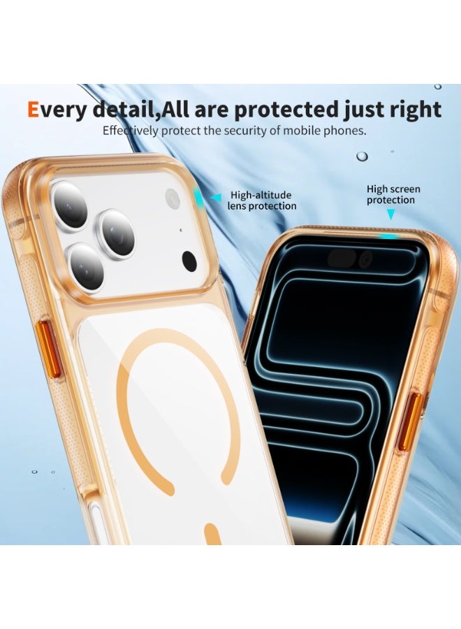 Malaksky For iPhone 17 Pro Case, Heavy Duty Shockproof Protection Phone Cases, Anti-Drop, Dual Layer Transparent Protective Cover Compatible with iPhone 17 Pro, 6.3 inch, Crystal Orange - Image 2