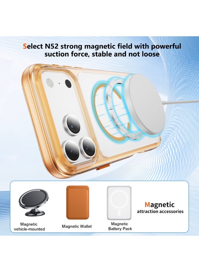 Malaksky For iPhone 17 Pro Case, Heavy Duty Shockproof Protection Phone Cases, Anti-Drop, Dual Layer Transparent Protective Cover Compatible with iPhone 17 Pro, 6.3 inch, Crystal Orange - Image 3