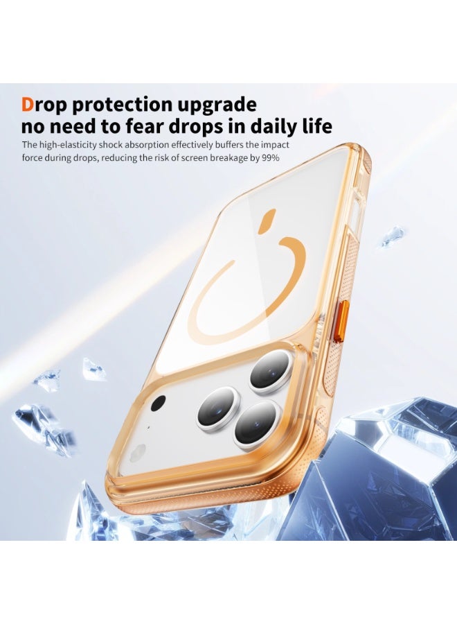 Malaksky For iPhone 17 Pro Case, Heavy Duty Shockproof Protection Phone Cases, Anti-Drop, Dual Layer Transparent Protective Cover Compatible with iPhone 17 Pro, 6.3 inch, Crystal Orange - Image 4