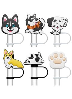 RTYY 6 PCS Silicone Spill Stopper Set for Stanley Cup Straw Covers 30 oz / 40 oz Tumbler Leak Proof Drink Stoppers Silicone Straw Stopper Caps for Stanley Cup Accessories-Dog  - Image 1
