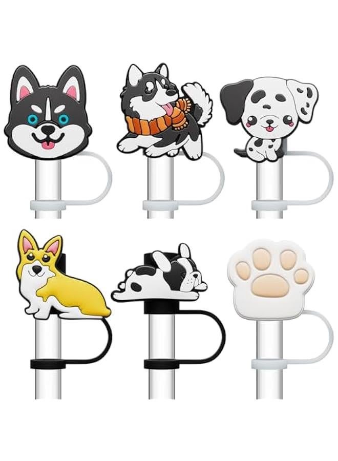 RTYY 6 PCS Silicone Spill Stopper Set for Stanley Cup Straw Covers 30 oz / 40 oz Tumbler Leak Proof Drink Stoppers Silicone Straw Stopper Caps for Stanley Cup Accessories-Dog  - Image 1
