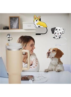 RTYY 6 PCS Silicone Spill Stopper Set for Stanley Cup Straw Covers 30 oz / 40 oz Tumbler Leak Proof Drink Stoppers Silicone Straw Stopper Caps for Stanley Cup Accessories-Dog  - Image 3