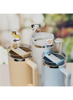 RTYY 6 PCS Silicone Spill Stopper Set for Stanley Cup Straw Covers 30 oz / 40 oz Tumbler Leak Proof Drink Stoppers Silicone Straw Stopper Caps for Stanley Cup Accessories-Dog  - Image 5
