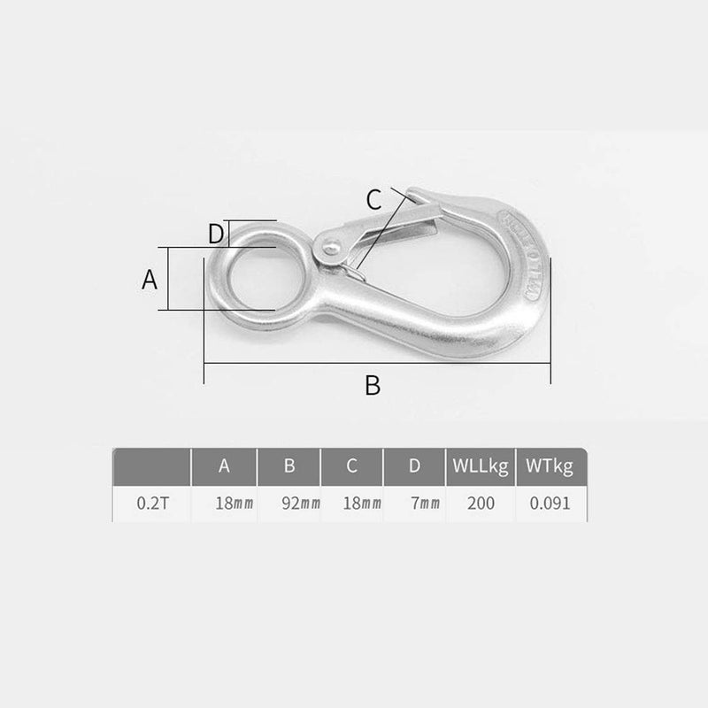 Alele Grab Hooks Slip Hooks 304 Stainless Steel Lifting Hook Rigging Accessory 440 Lbs.Work Load (Grab Hooks 0.2T) - Image 4