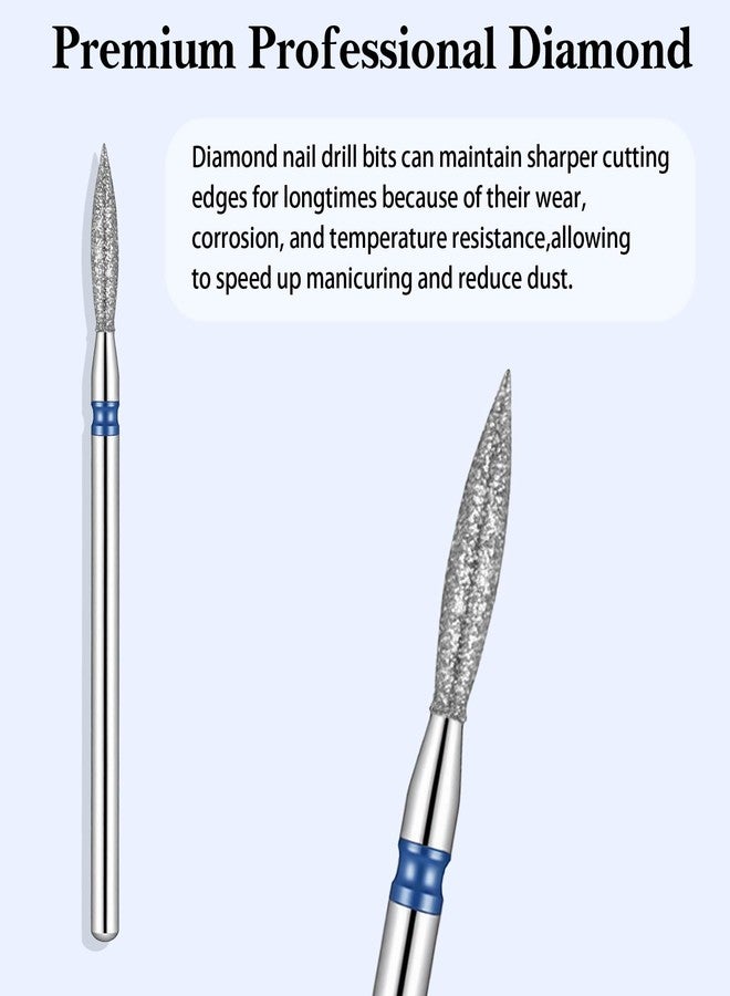 KFHENSOMR 10Pcs Diamond Flame Cuticle Drill Bits 3/32'' Cuticle Clean Drill Bit Professional Cuticle Nail Drill Bit Russian Manicure Nail Bit for Nail Prepare Salon Tools (Medium-M) - Image 3