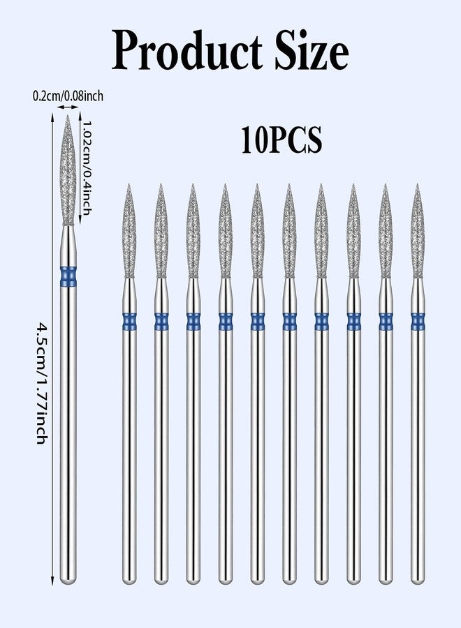 KFHENSOMR 10Pcs Diamond Flame Cuticle Drill Bits 3/32'' Cuticle Clean Drill Bit Professional Cuticle Nail Drill Bit Russian Manicure Nail Bit for Nail Prepare Salon Tools (Medium-M) - Image 2
