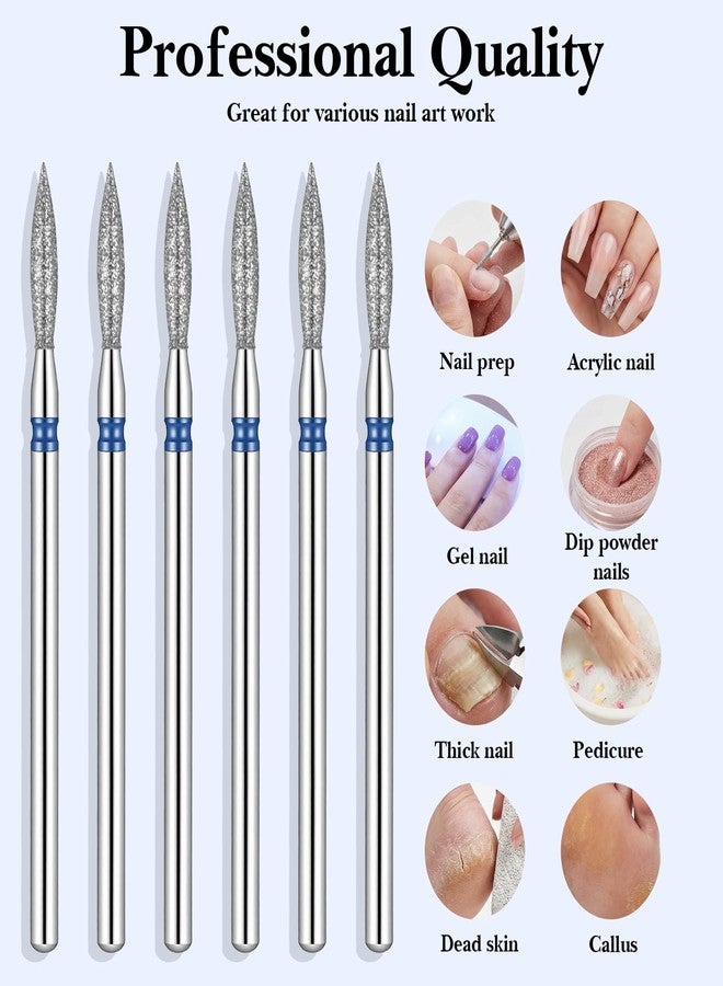 KFHENSOMR 10Pcs Diamond Flame Cuticle Drill Bits 3/32'' Cuticle Clean Drill Bit Professional Cuticle Nail Drill Bit Russian Manicure Nail Bit for Nail Prepare Salon Tools (Medium-M) - Image 4