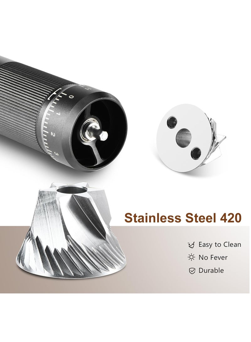 Manual Coffee Grinder, 6 Star Conical Burr, Premium Stainless Steel Hand Coffee Grinder with Adjustable Settings, Perfect for Home, Office, and Camping - Image 2