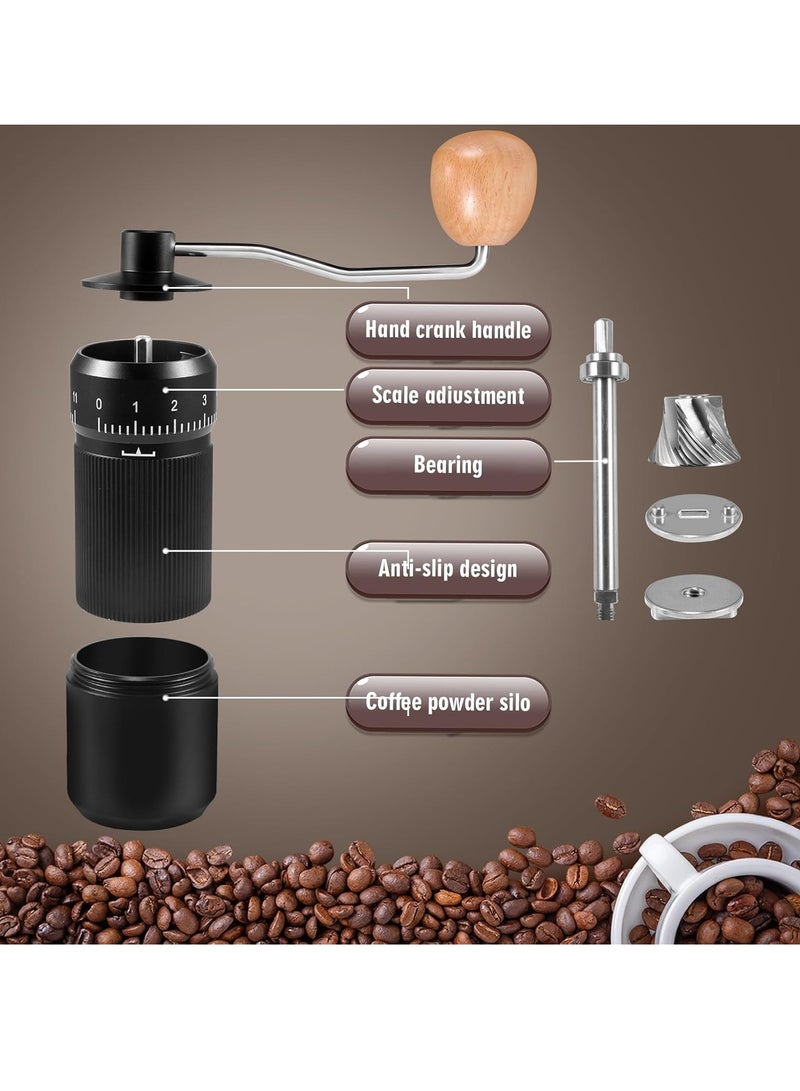 Manual Coffee Grinder, 6 Star Conical Burr, Premium Stainless Steel Hand Coffee Grinder with Adjustable Settings, Perfect for Home, Office, and Camping - Image 3