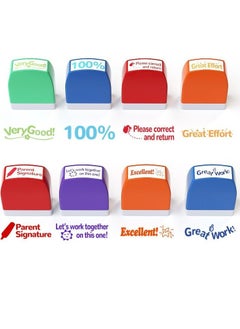 CMGTYYD Rectangular Teacher Stamps for Grading Classroom, Parent Signature Teacher Self-Inking Set Stamps for Homework Teacher Supplies with 8 pcs  - Image 4