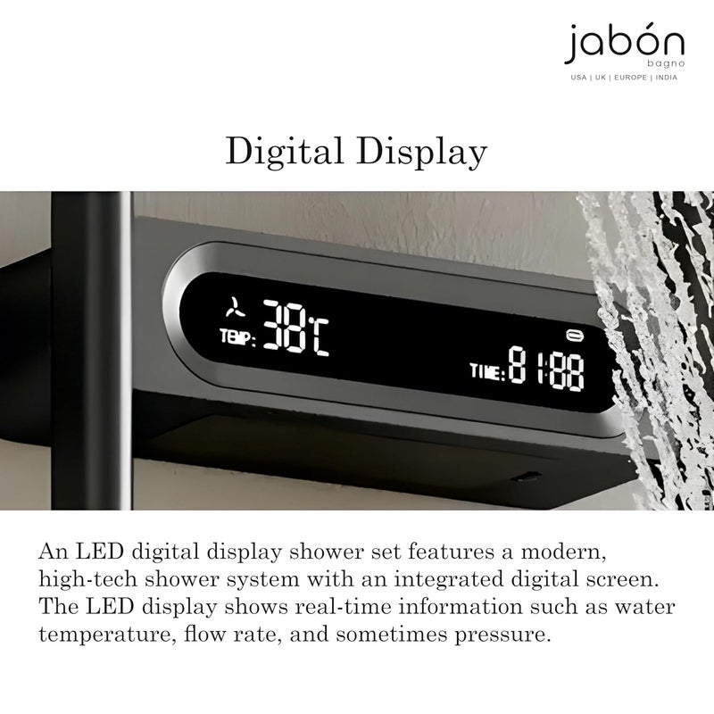JABON BAGNO JABON BAGNO Shower Panel System with LED Temperature Display Top Shower Hand Shower Body Jets Bucket Filler and Hand Shower  - Image 4