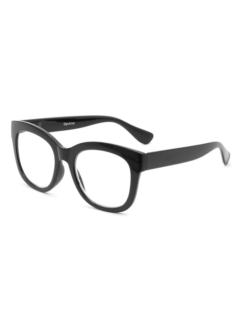 OPULIZE BIG Blue Light Blocking Reading Glasses - Bold Oversized Round Fashion Frame - Anti-Glare Anti-Reflective Computer Gaming - UV & Eyestrain Protection - Black - Mens Womens +2.50 - Image 2
