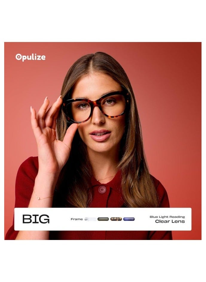 OPULIZE BIG Blue Light Blocking Reading Glasses - Bold Oversized Round Fashion Frame - Anti-Glare Anti-Reflective Computer Gaming - UV & Eyestrain Protection - Black - Mens Womens +2.50 - Image 3