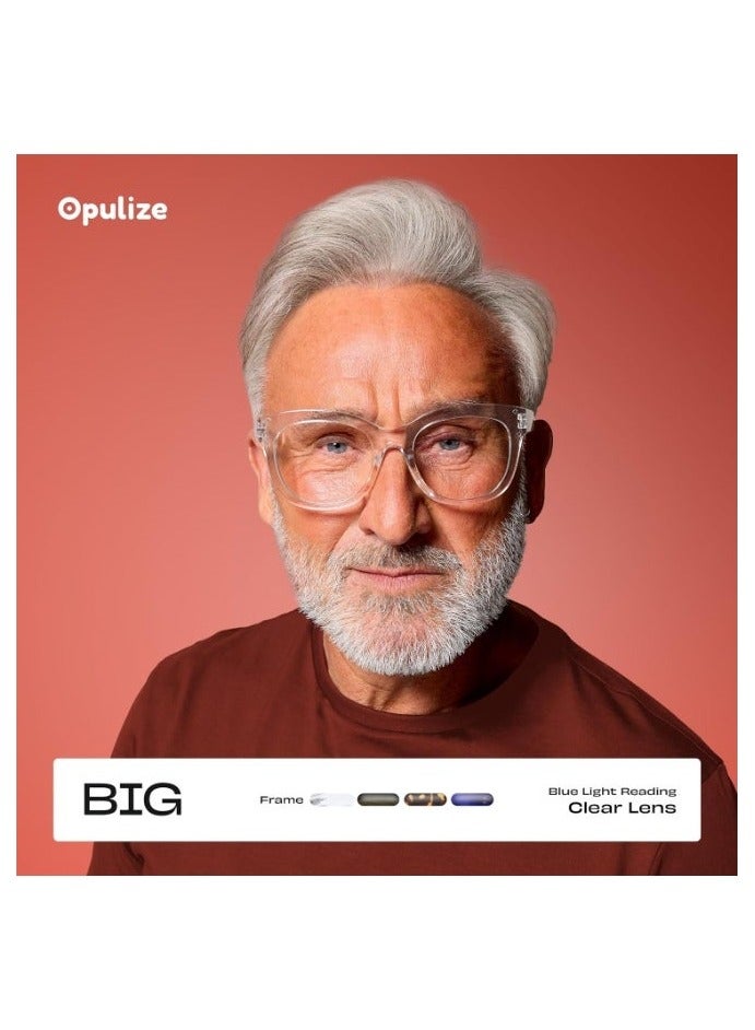 OPULIZE BIG Blue Light Blocking Reading Glasses - Bold Oversized Round Fashion Frame - Anti-Glare Anti-Reflective Computer Gaming - UV & Eyestrain Protection - Black - Mens Womens +2.50 - Image 4