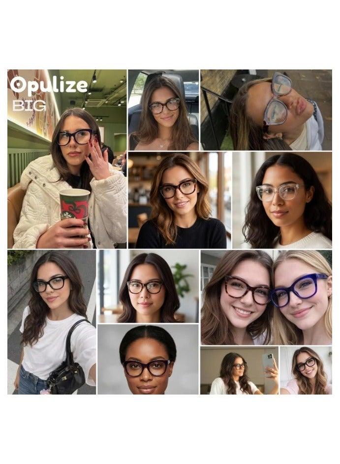 OPULIZE BIG Blue Light Blocking Reading Glasses - Bold Oversized Round Fashion Frame - Anti-Glare Anti-Reflective Computer Gaming - UV & Eyestrain Protection - Black - Mens Womens +2.50 - Image 5