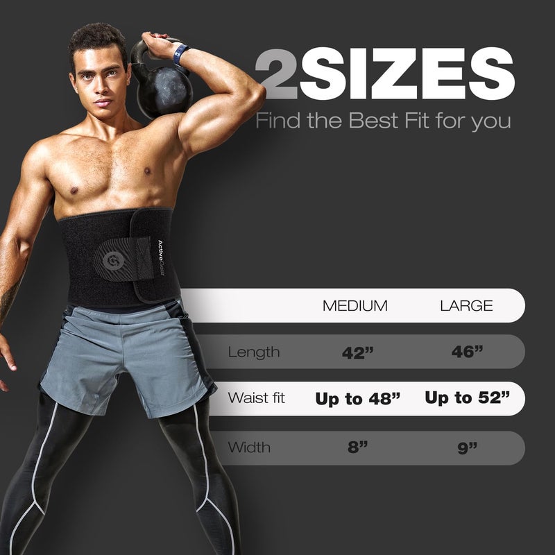 ActiveGear Waist Trimmer Belt for Stomach and Back Lumbar Support, Medium: 8" x 42" - Charcoal - Image 4