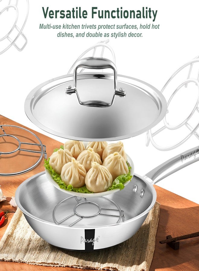 Unify 6 Pieces Stainless Steel Trivets Hot Pot Mat Stand for Kitchen Utensil Vessel Holder/Dining Table/Cooker Ring/Cooling Steaming Rack Stand/Round Pads Holder Cookware Fit - Image 3