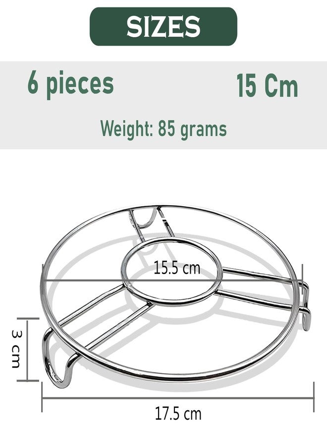 Unify 6 Pieces Stainless Steel Trivets Hot Pot Mat Stand for Kitchen Utensil Vessel Holder/Dining Table/Cooker Ring/Cooling Steaming Rack Stand/Round Pads Holder Cookware Fit - Image 2