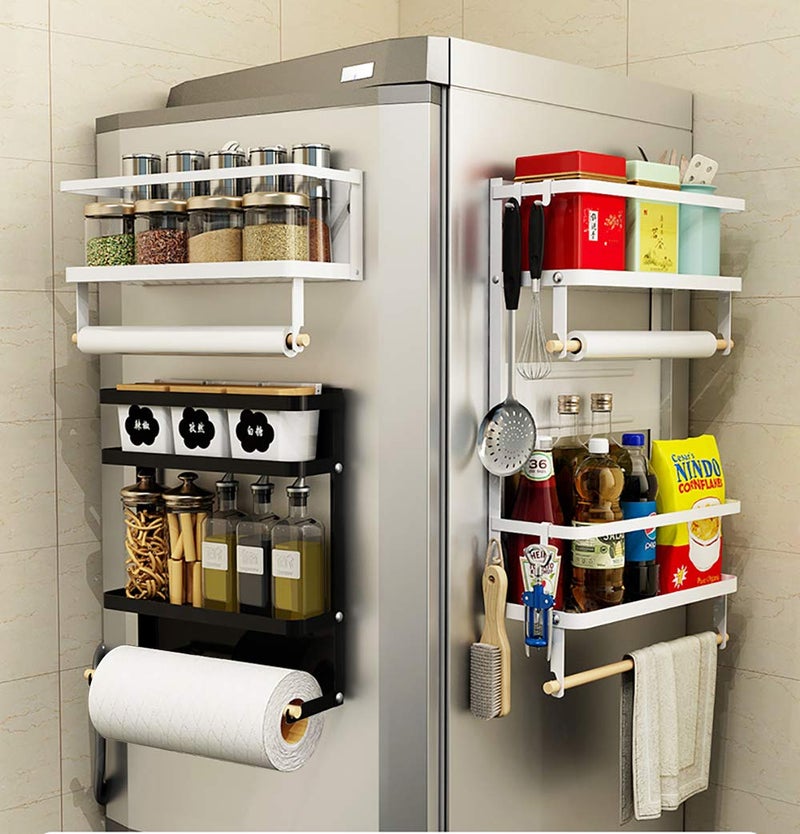 Mukkuri Magnetic Paper Towel Holder,Magnetic Spice Rack Magnetic Spice Rack for Refrigerator Magnetic Shelf Fridge Magnet Organizer Spice Rack Organizer Kitchen Organization Kitchen Storage(White)  - Image 4