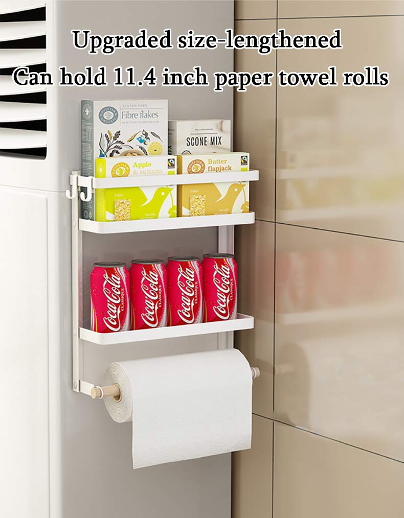 Mukkuri Magnetic Paper Towel Holder,Magnetic Spice Rack Magnetic Spice Rack for Refrigerator Magnetic Shelf Fridge Magnet Organizer Spice Rack Organizer Kitchen Organization Kitchen Storage(White)  - Image 3