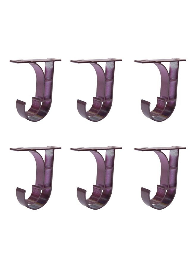 NIBEMINENT 6-Piece Ceiling Curtain Bracket Hook Set Dark Purple 8.1x6cm