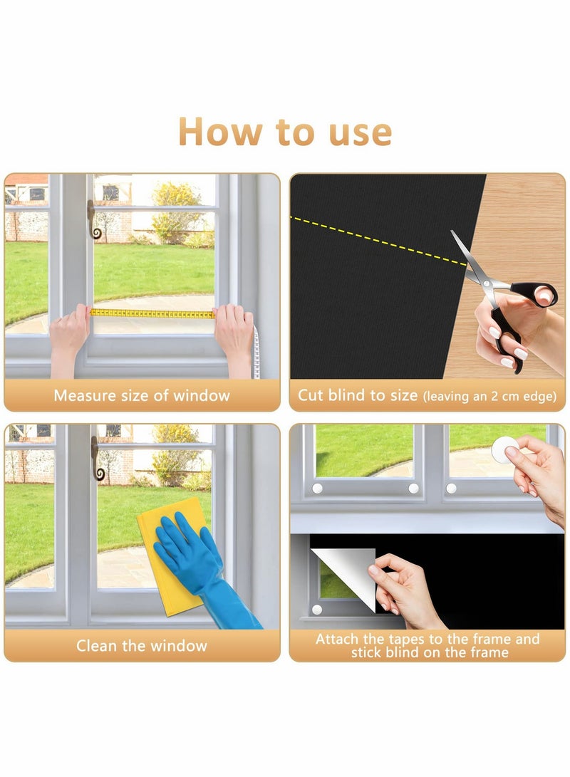Blackout Blind, Portable Blackout Blinds Stick On Window No Drill, Blackout Material Blinds Blackout Curtains for Bedroom Nursery Loft Travel RV Car（ 300x145cm ） - Image 5