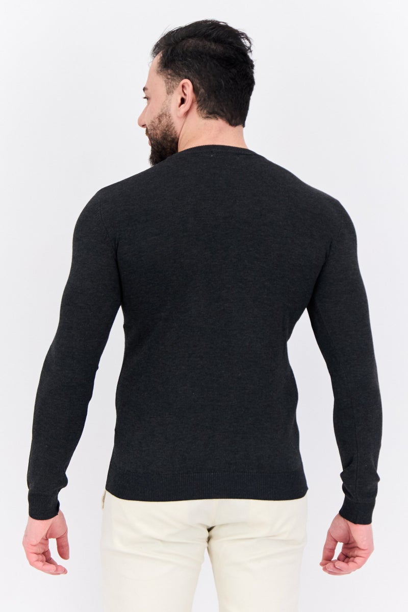 Sorbino Men Crew Neck Long Sleeve Knitted Sweater, Dark Grey - Image 3