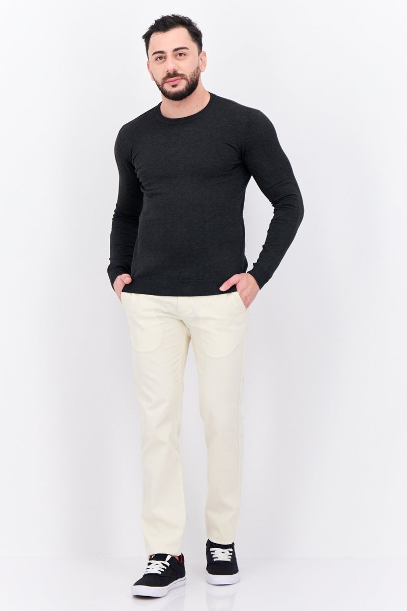 Sorbino Men Crew Neck Long Sleeve Knitted Sweater, Dark Grey - Image 4