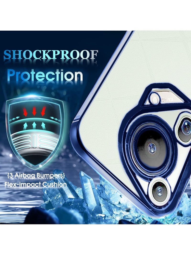 Wtech Huawei Pura 70 Ultra 5G 2024 PU Luxury Plating Raised Lips Camera Hole Case Cover Navy Blue - Image 3