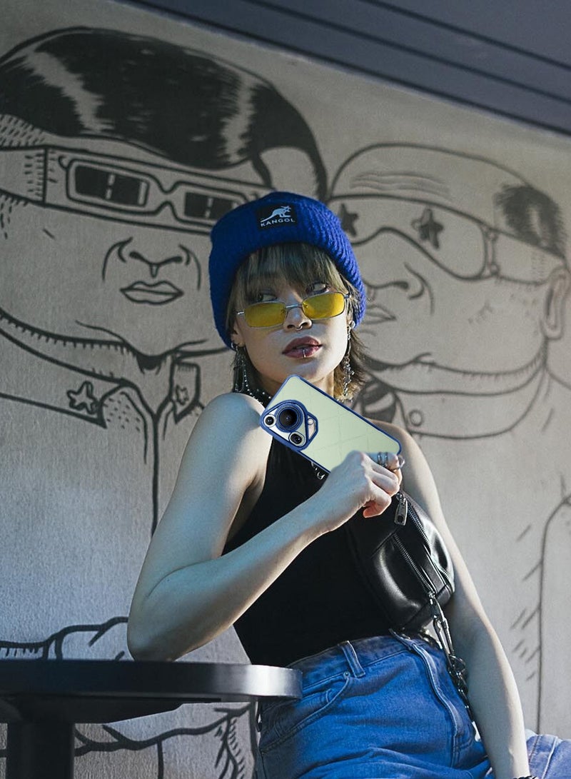 Wtech Huawei Pura 70 Ultra 5G 2024 PU Luxury Plating Raised Lips Camera Hole Case Cover Navy Blue - Image 4