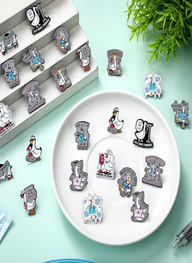 تونديامو مجموعة تونديمو من 24 دبوسًا مرحًا للممرضات، هدايا على شكل أوزة، دبابيس صغيرة مطلية بالمينا، هدايا طبية للممرضات والعاملين في العيادات الطبية، أطباء، معلمين، زملاء، ومساعدين طبيين. - Image 2