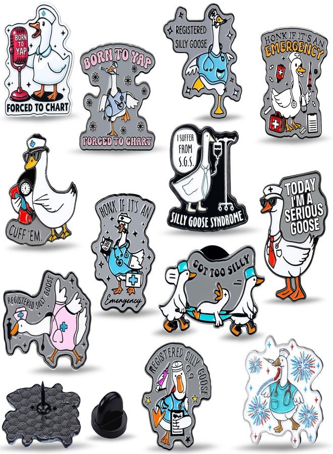 تونديامو مجموعة تونديمو من 24 دبوسًا مرحًا للممرضات، هدايا على شكل أوزة، دبابيس صغيرة مطلية بالمينا، هدايا طبية للممرضات والعاملين في العيادات الطبية، أطباء، معلمين، زملاء، ومساعدين طبيين. - Image 1