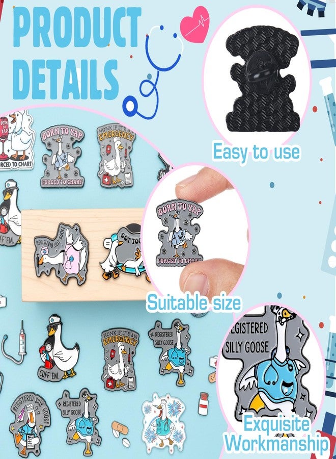 تونديامو مجموعة تونديمو من 24 دبوسًا مرحًا للممرضات، هدايا على شكل أوزة، دبابيس صغيرة مطلية بالمينا، هدايا طبية للممرضات والعاملين في العيادات الطبية، أطباء، معلمين، زملاء، ومساعدين طبيين. - Image 3