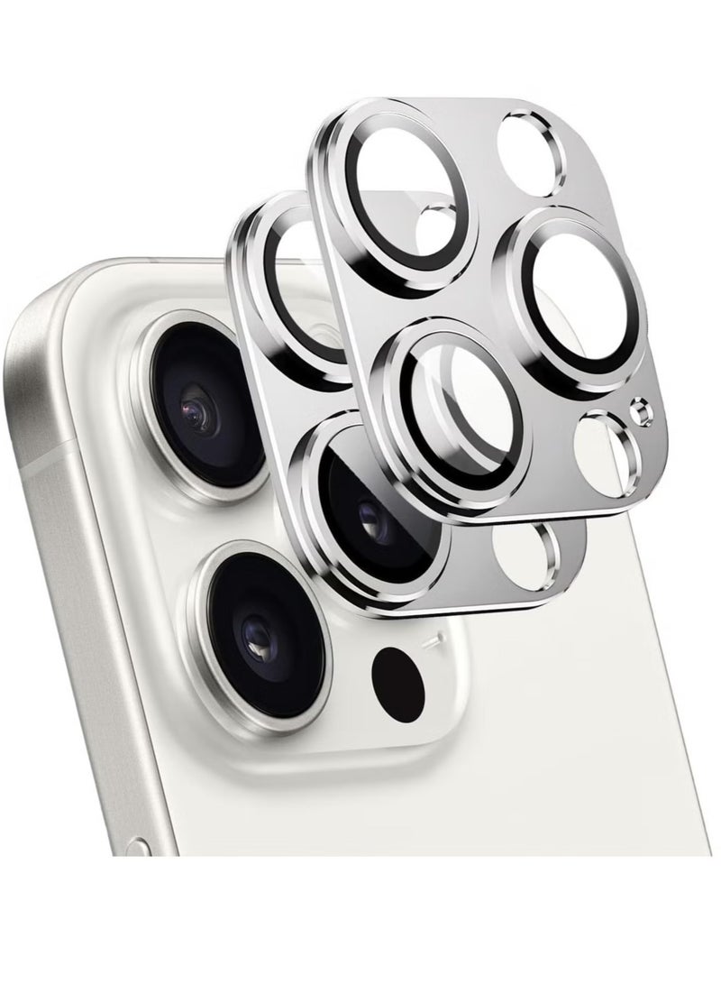 ELTRAZONE (2 Pack) Camera Lens Protector for iPhone 16 Pro and iPhone 16 Pro Max – [Alloy Metal Camera Cover] + [Tempered Glass Screen Protector] (Silver) - Image 1