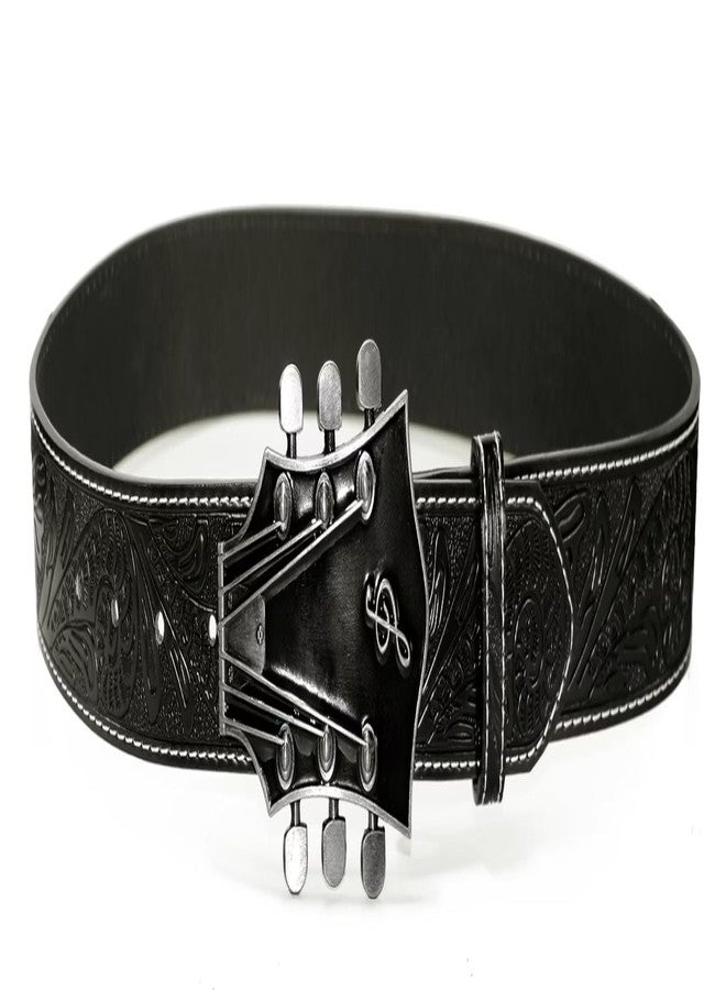 Moranse Black Western Cowboy Belt Buckle & Bolo Tie With Music Lover Guitarist Design 2 Pieces - Image 3