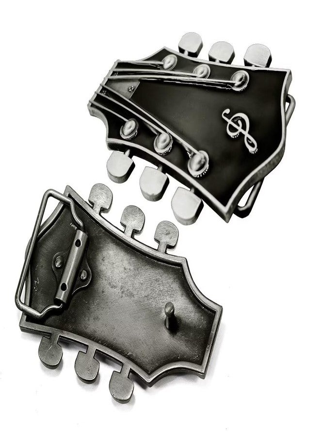Moranse Black Western Cowboy Belt Buckle & Bolo Tie With Music Lover Guitarist Design 2 Pieces - Image 5