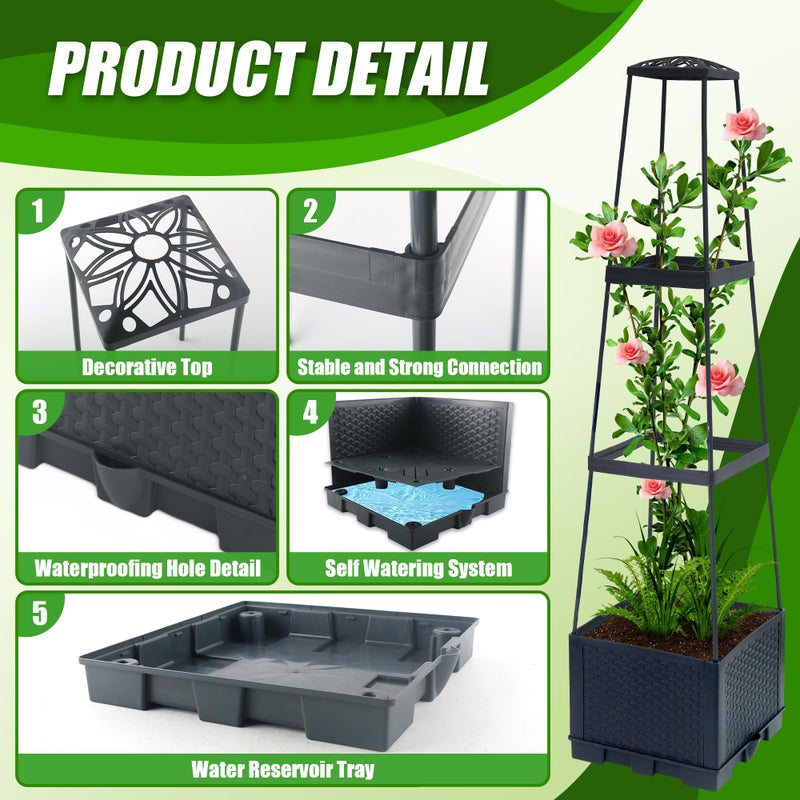 Biotolot 2 Packs Raised Garden Bed Tomato Planter Box with Trellis,44.8" Self-Watering Tomato Cage with Trapezoidal Trellis for Climbing Plants Flowers Vegetables Vine in Patio Garden Indoor Outdoor - Image 4