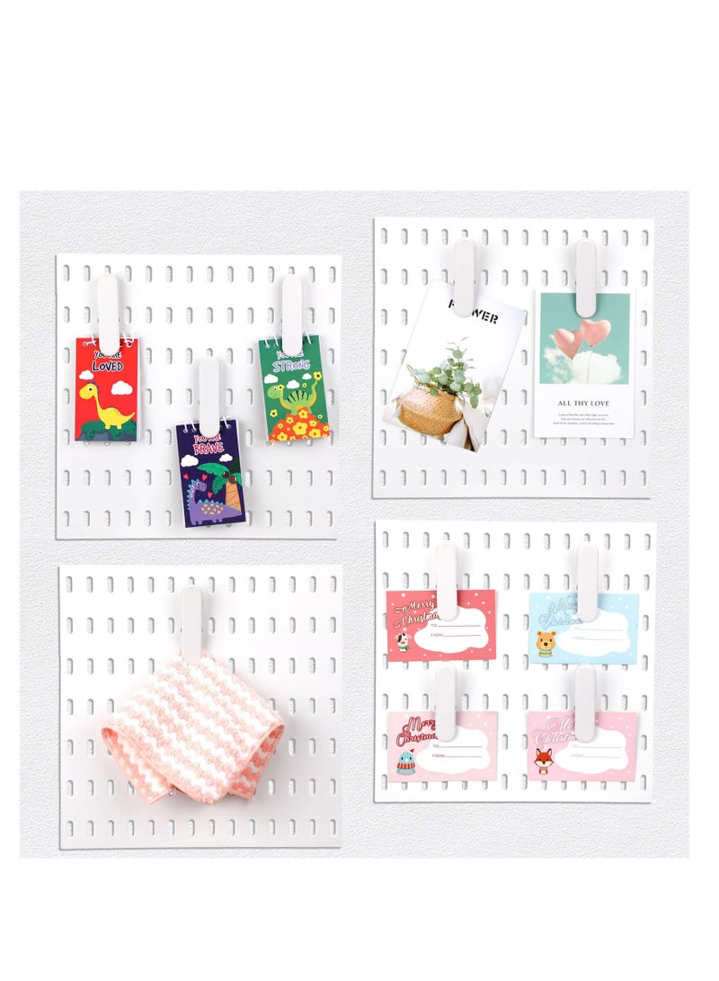 مشابك ملحقات اللوحة المثقوبة، مشابك اللوحة المثقوبة البيضاء، مادة معدنية عالية الجودة، ملحق اللوحة المثقوبة المعدنية للحرف اليدوية والمطبخ والحمام وغرفة المعيشة وحائط المكتب وتنظيم التخزين (10 قطع) - Image 2