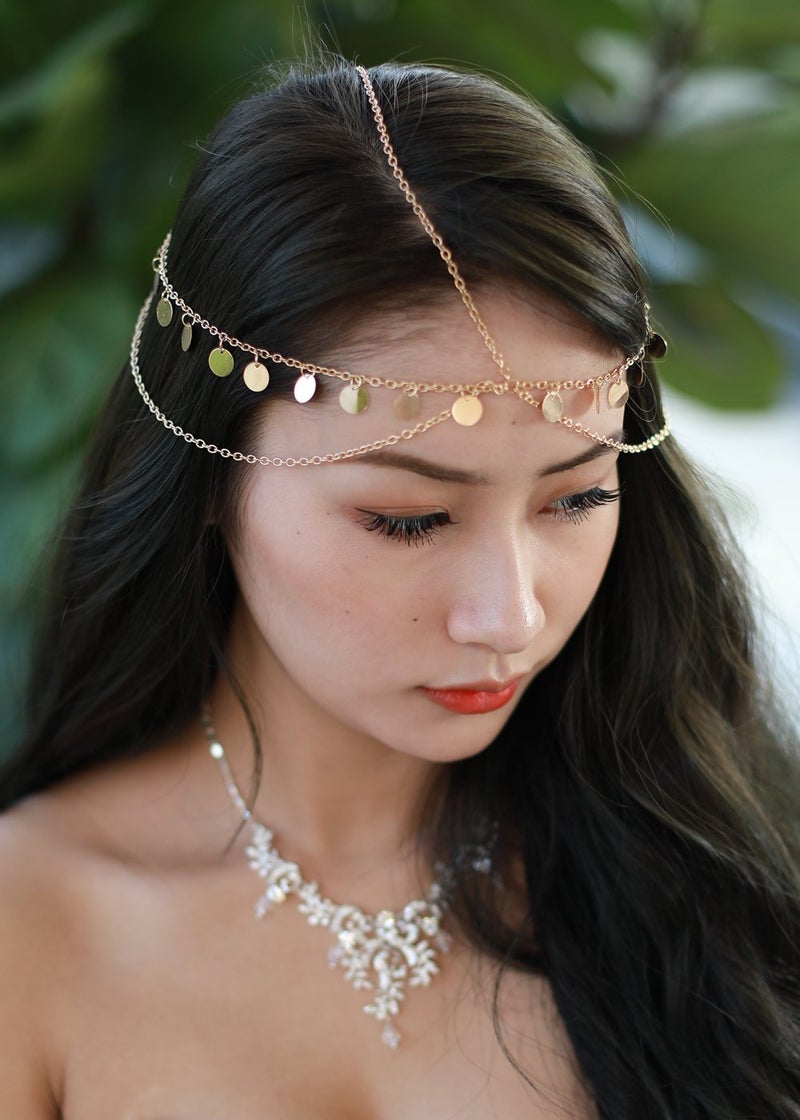 Missgrace Women Bohemian Gold Head Chain Headband Bridal Head Chain Wedding Headpiece Hair Jewelry Accessories for Bridal Hair Accessories - Image 3