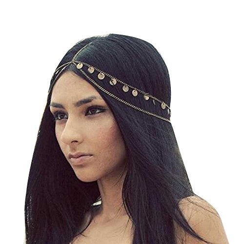 Missgrace Women Bohemian Gold Head Chain Headband Bridal Head Chain Wedding Headpiece Hair Jewelry Accessories for Bridal Hair Accessories - Image 1