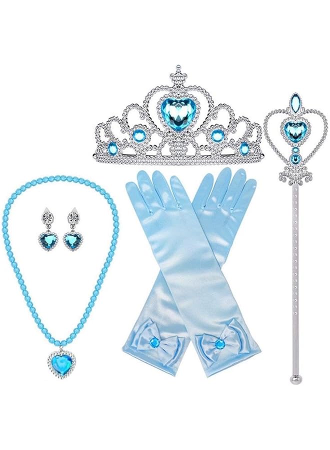 SKY-TOUCH Frozen Princess Elsa Accessories Girls Dress Up Jewelry Set With Jewelry Accessories With Crowns Necklaces Wands Earrings Gloves For Birthday Party - Image 1