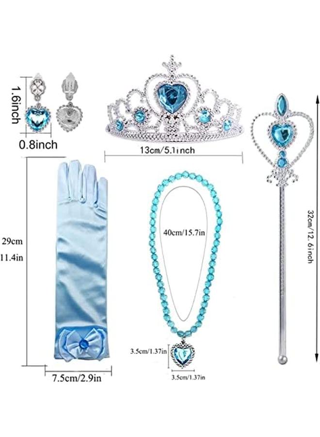 SKY-TOUCH Frozen Princess Elsa Accessories Girls Dress Up Jewelry Set With Jewelry Accessories With Crowns Necklaces Wands Earrings Gloves For Birthday Party - Image 4