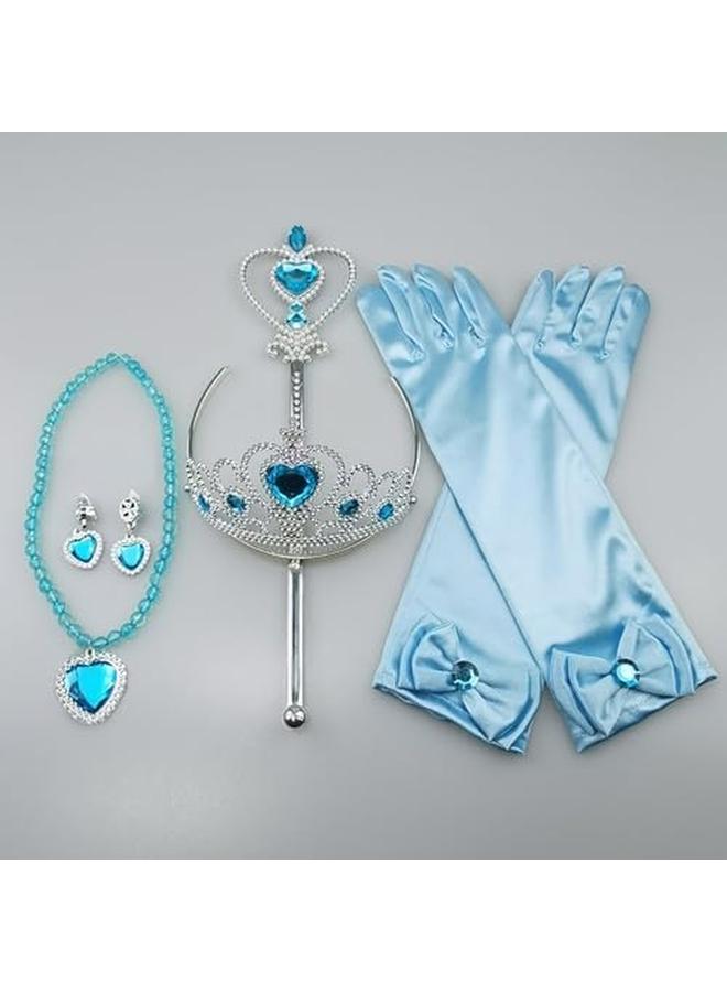 SKY-TOUCH Frozen Princess Elsa Accessories Girls Dress Up Jewelry Set With Jewelry Accessories With Crowns Necklaces Wands Earrings Gloves For Birthday Party - Image 2