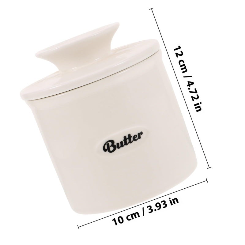 White Ceramic Butter Crock Large Capacity Sealed Jar Kitchen Container Fridge - Image 3
