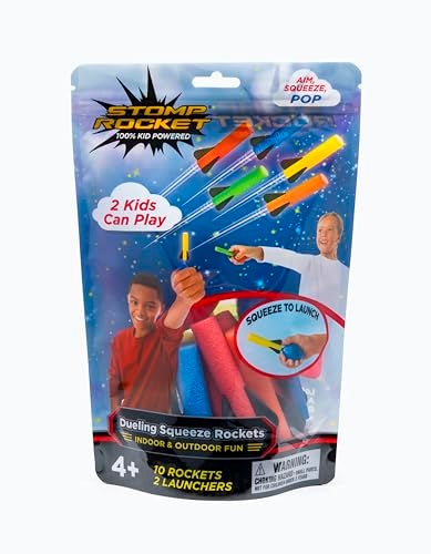 Stomp Rocket The Original Squeeze Rocket, 10 Rockets - Soft Foam Rocket Launcher STEM Gift for Boys & Girls - Ages 4 & Up - Fun Backyard & Outdoor Kids Toys Gifts for Boys & Girls - Image 1