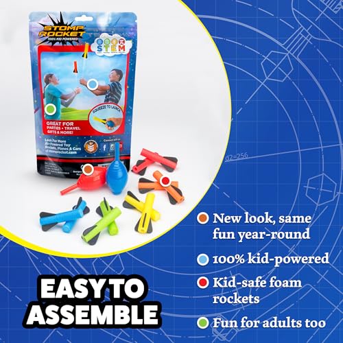 Stomp Rocket The Original Squeeze Rocket, 10 Rockets - Soft Foam Rocket Launcher STEM Gift for Boys & Girls - Ages 4 & Up - Fun Backyard & Outdoor Kids Toys Gifts for Boys & Girls - Image 5