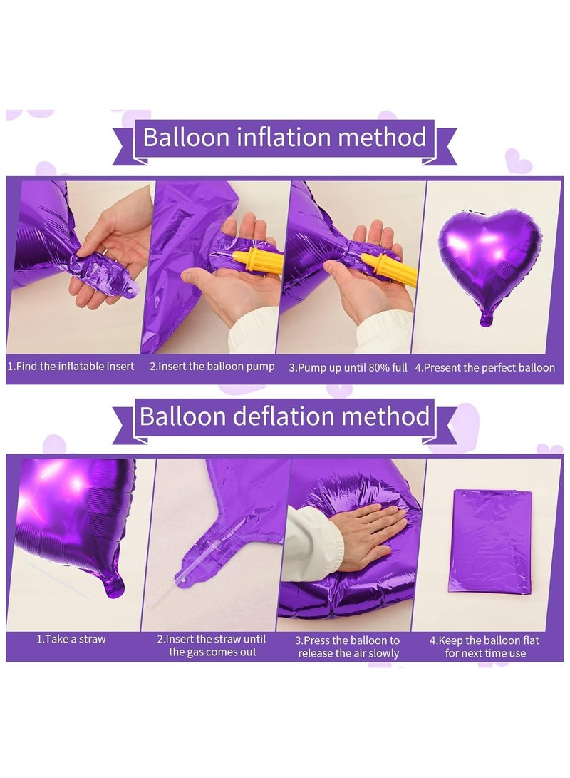 JOLLITY LLC Heart Shaped Helium Air Ball 18 Inch Wedding Birthday Baby Shower Party Decoration Balloons 10pcs (Purple) - Image 2